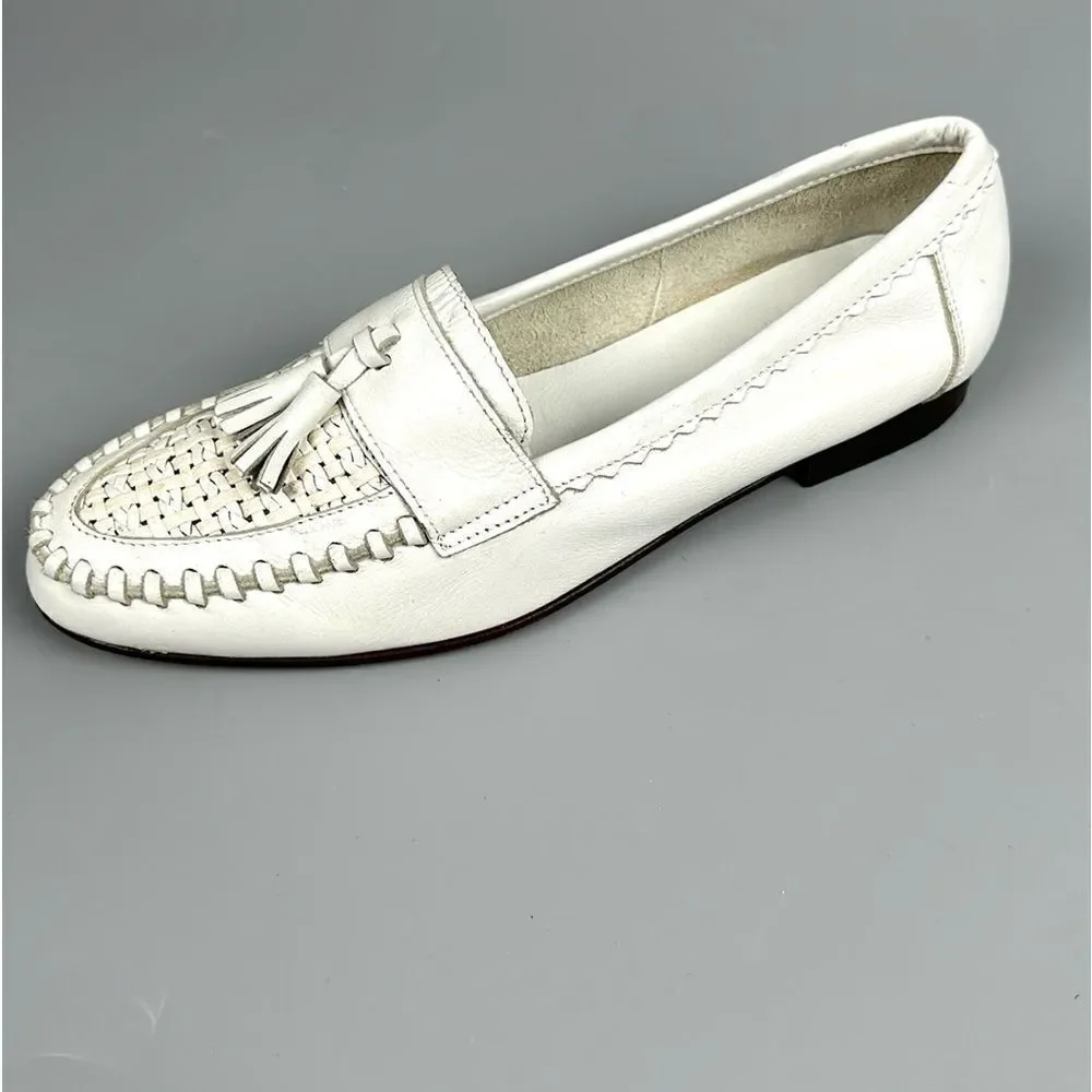Jon Franco Pirelli Italy Tasseled Loafers White Leather Women’s 44 US 11,5
